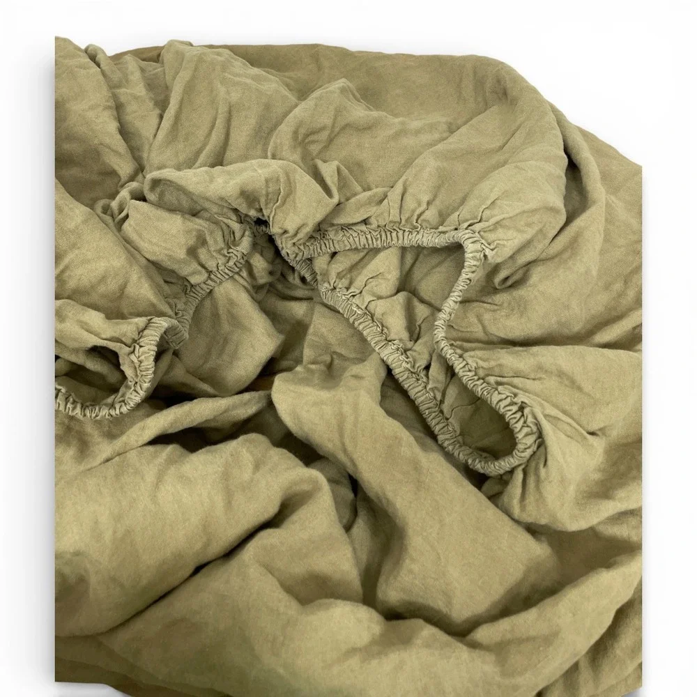 Quince European Linen Sheets Set King Aloe Green